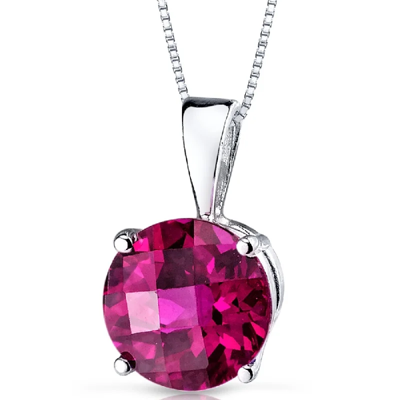 Vine weave necklaces-14k White Gold 2.54 ct Created Ruby Pendant Necklace