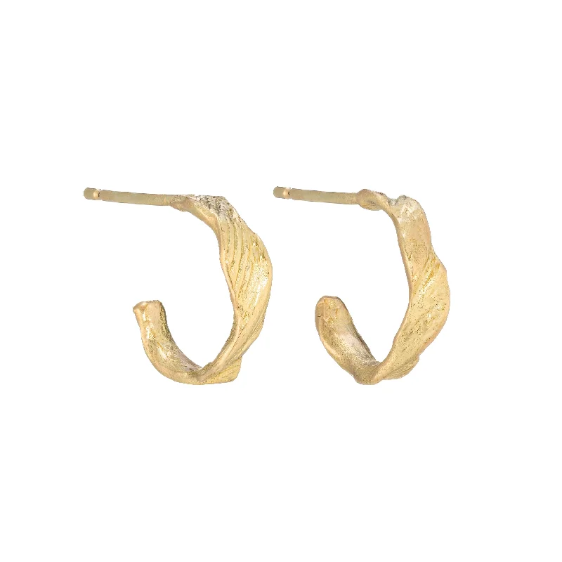 Reef knot earrings-Mini Ripple Hoops 18ct Gold