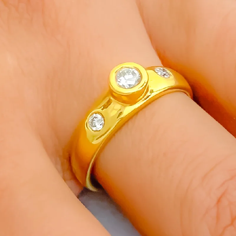 Minimalist band engagement rings-Upscale Diamond + 18k Gold Ring