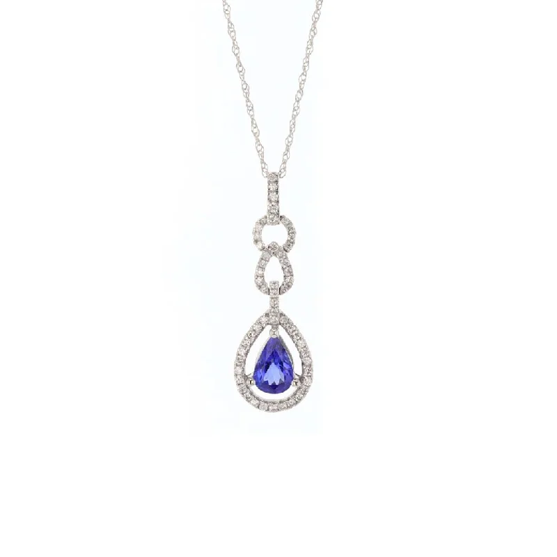 Neat-line necklaces-Tanzanite & Diamond Pendant Necklace