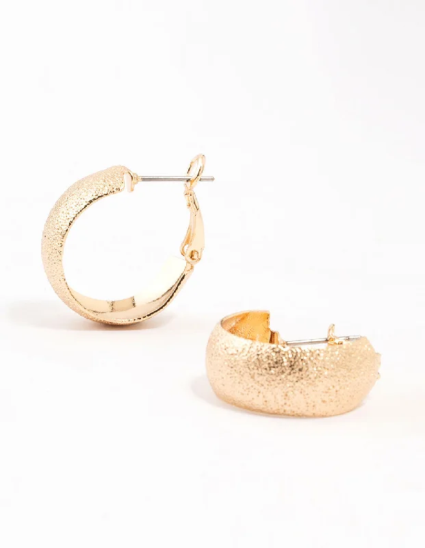 Textured disc earrings-Gold Foil Wide Hinge Hoop Earrings