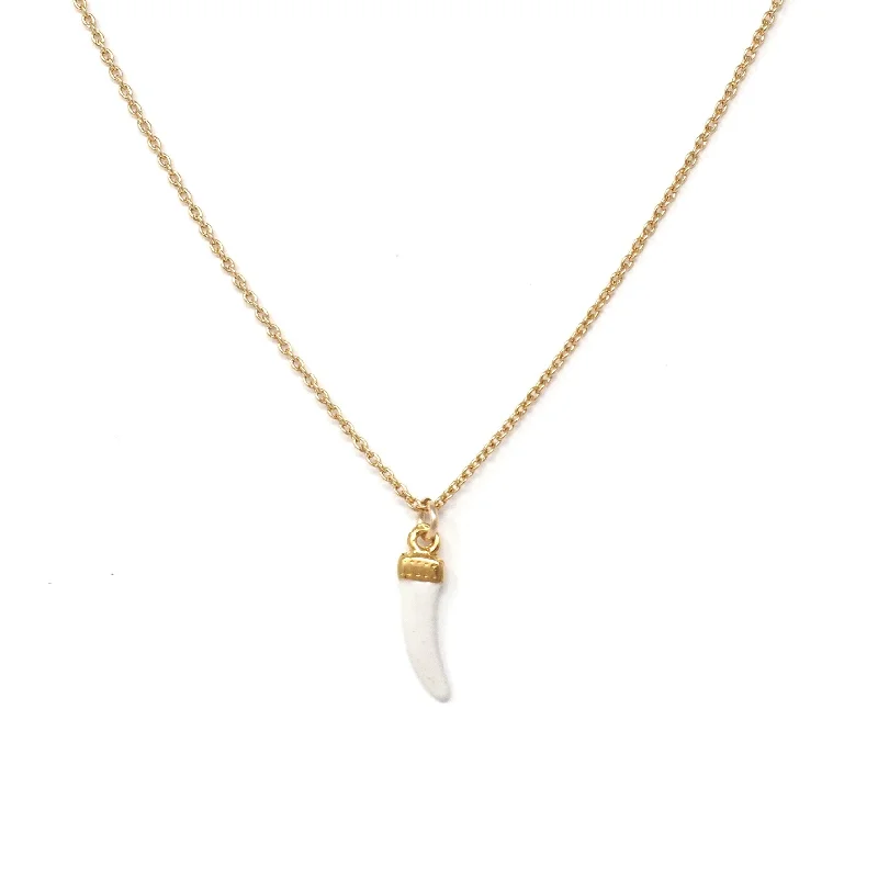 Dual birthstone necklaces-White Horn Necklace