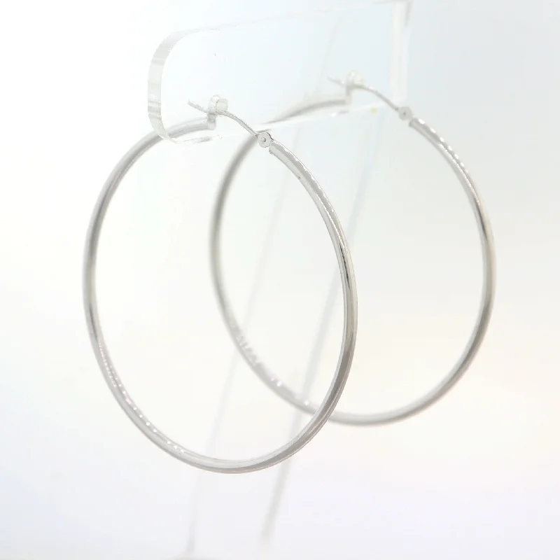 Nomad feather earrings-Modern 14k White Gold Extra Large Hoop Earrings