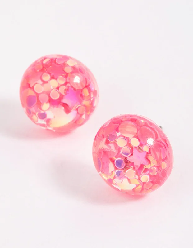 Fine star earrings-Pink Resin Petals Stud Earrings