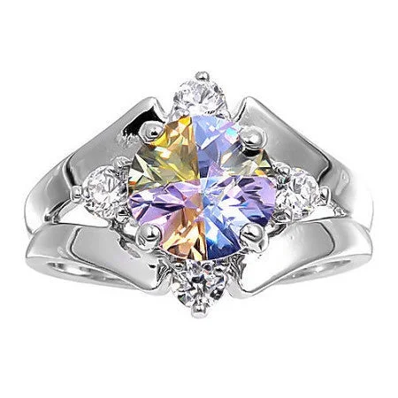 Infinity band engagement rings-Arizona Sunset: 3.4ct Ice on Fire Color Change CZ Cocktail Ring