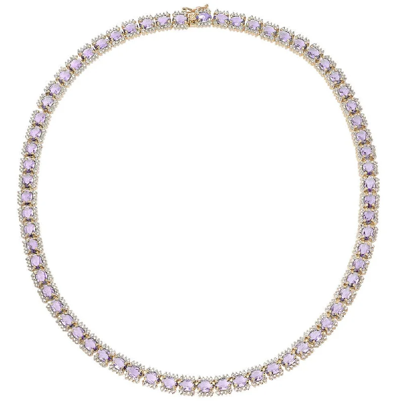 Secure clasp necklaces-Dolce Giavonna Gold Or Silver Overlay Simulated Amethyst Necklace