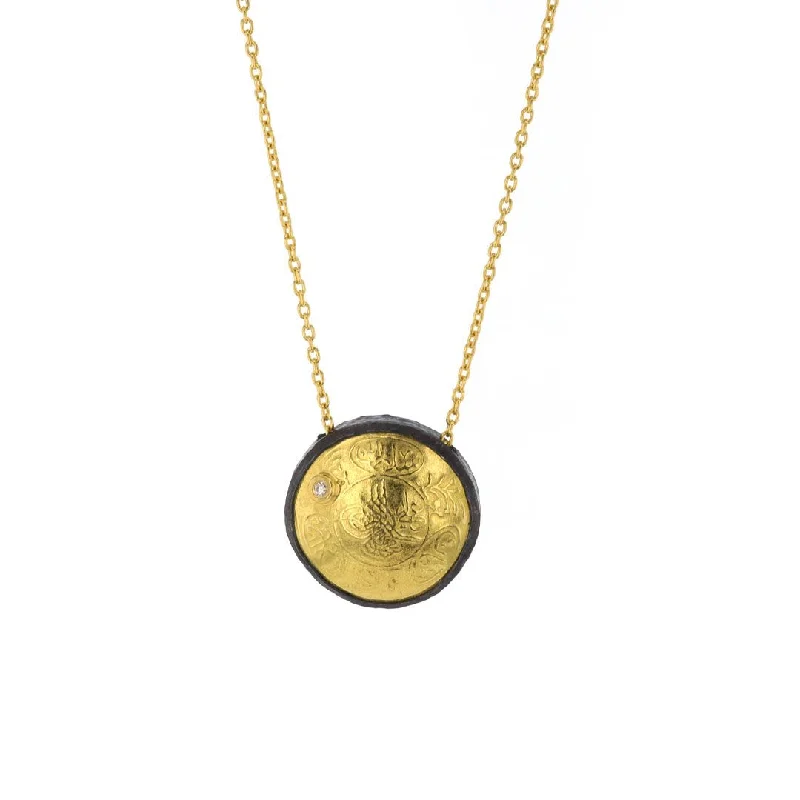 Light wood necklaces-Ottoman Empire Coin & Diamond Pendant Necklace