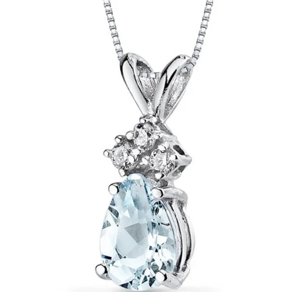 Turquoise healing necklaces-Oravo 14k White Gold Pear-cut Gemstone and Diamond Accent Pendant Necklace