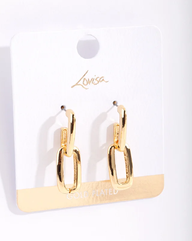 Topaz stud earrings-Gold Plated Chunky Link Drop Earrings