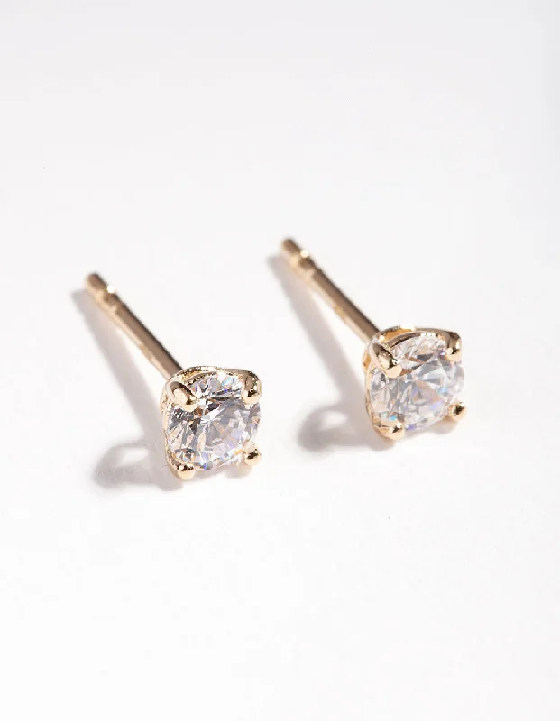 Stellar glow earrings-Gold Plated Sterling Silver Cubic Zirconia 1/4 Carat Stud Earrings