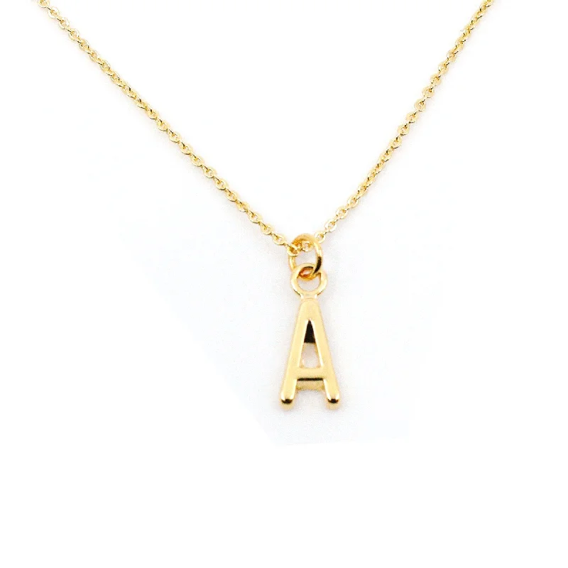 Solid bar necklaces-Alphabet Letter Necklace - Gold Small Single