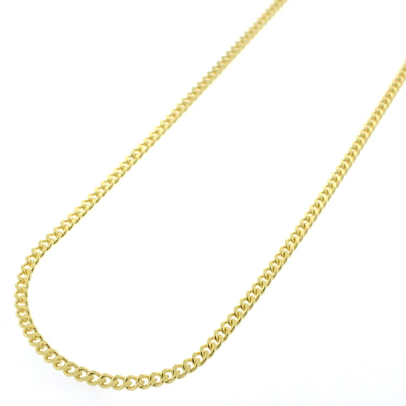 Shiny gold necklaces-Authentic Solid Sterling Silver 2mm Cuban Curb Link .925 ITProLux Yellow Gold Necklace Chains 16" - 30", Made In Italy