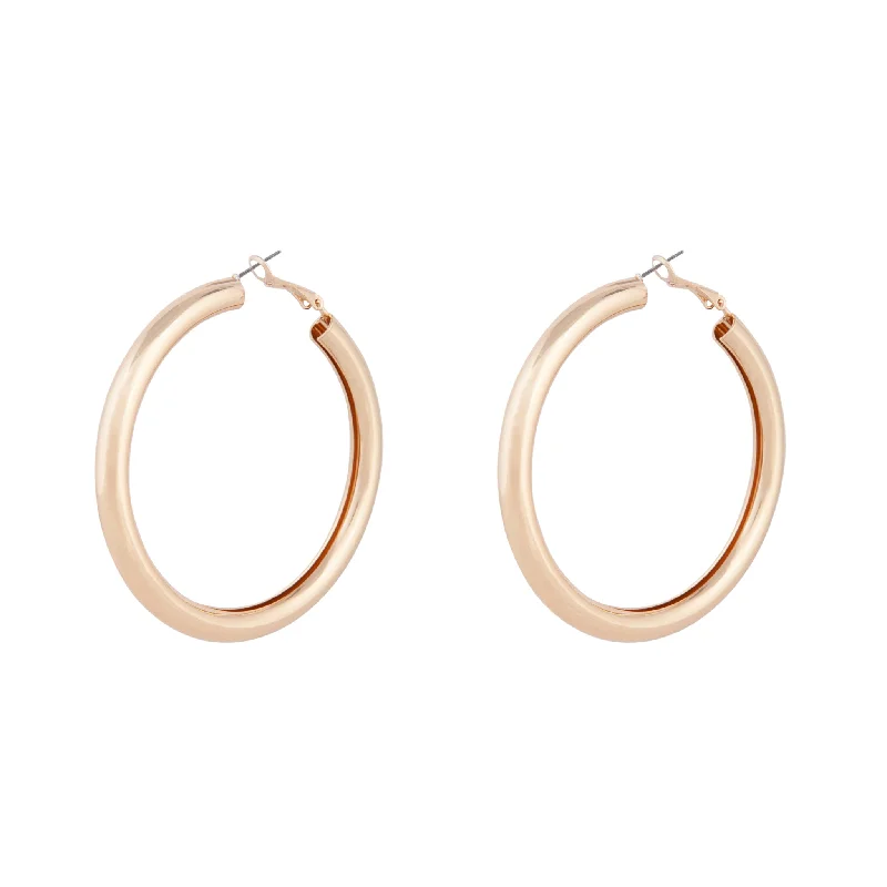 Onyx gem earrings-Polished Gold Tube Hoop Earrings