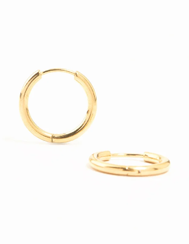 Solid ring earrings-Gold Plated Titanium Medium Classic Hoop Earrings