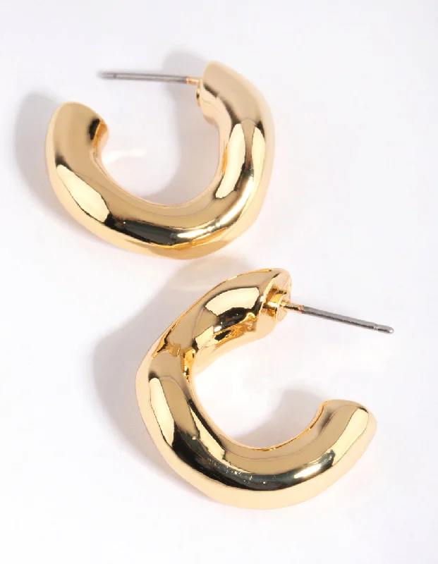 Alloy metal earrings-Gold Plated Chunky Hoop Earrings