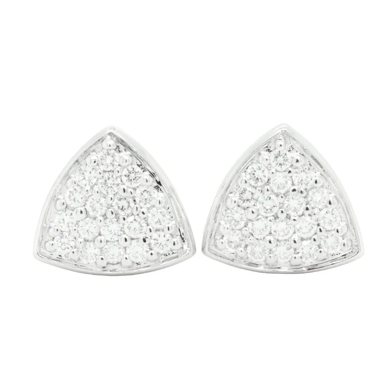 Oval dangle earrings-18k White Gold Diamond Pave Shield Shape Omegaback Earrings 1.05ctw G VS2 7.9g