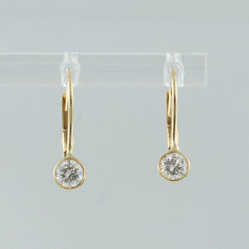 Crystal-twisted earrings-14k Yellow Gold Diamond Dangle Drop Leverback Earrings 0.48ctw G-H SI1 1.4g