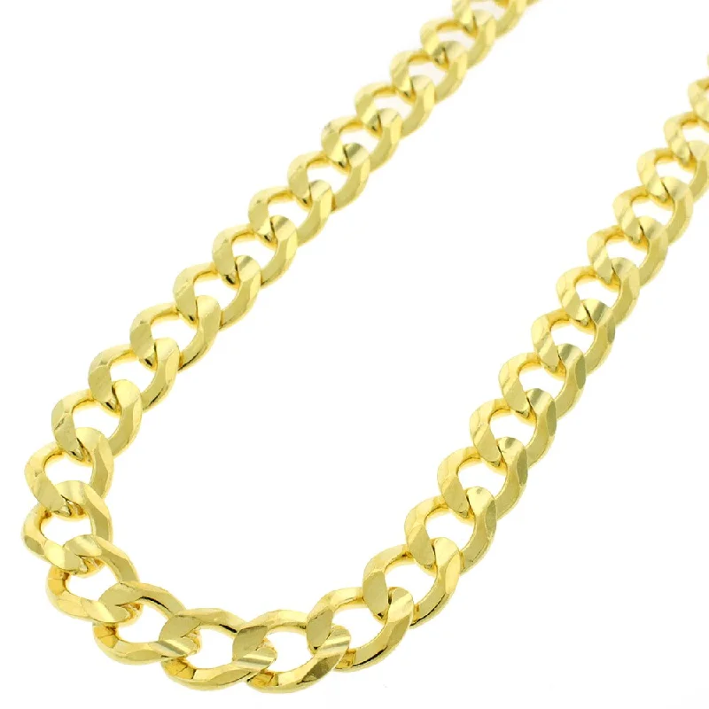 Luxe diamond necklaces-Authentic Solid Sterling Silver 8.5mm Cuban Curb Link .925 ITProLux Yellow Gold Necklace Chains 20" - 30", Made In Italy