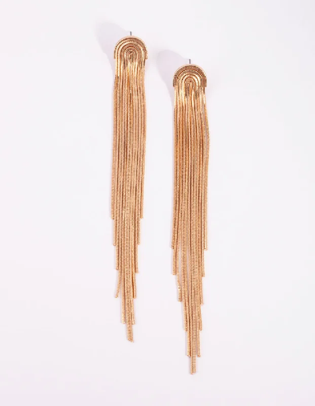 Cedar wood earrings-Gold Waterfall Cupchain Earrings