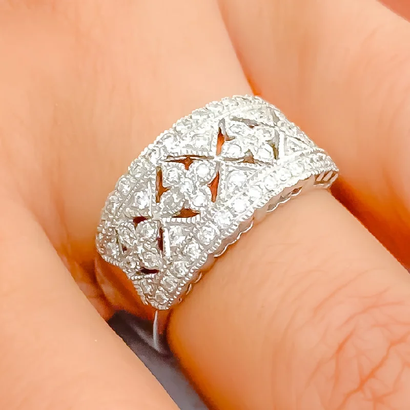 Secure clasp engagement rings-Upscale Refined Netted Diamond + 18k Gold Ring