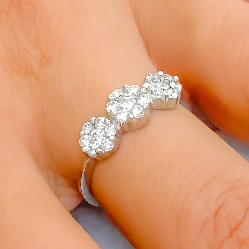 Tiny dot engagement rings-White Gold Timeless Trio Diamond + 18k Gold Ring