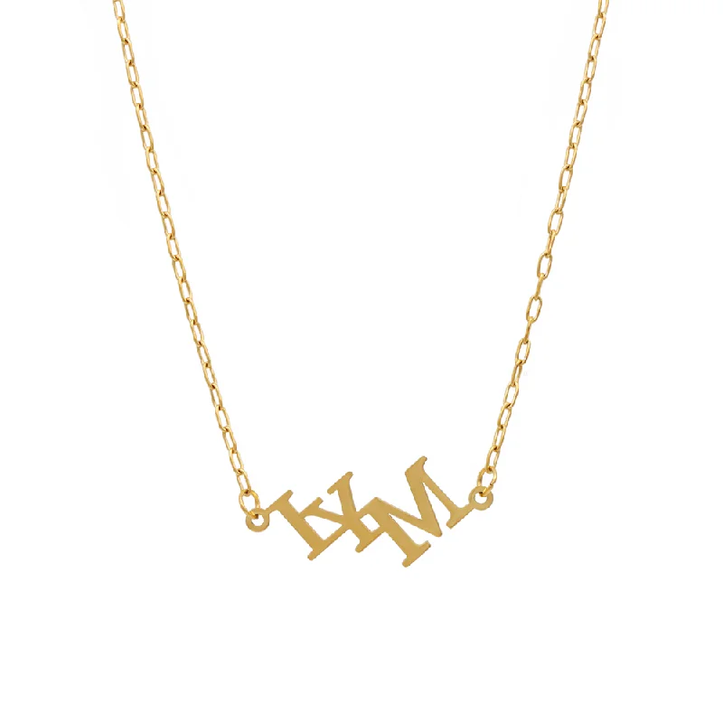 Leaf design necklaces-LYM Letter Gold Necklace