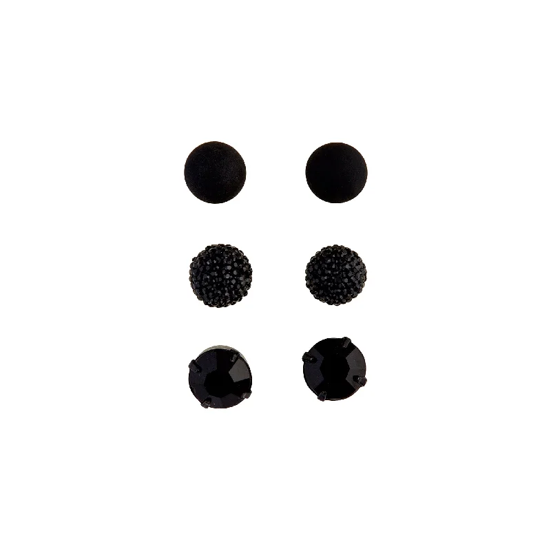 Swirl shape earrings-Black Jelly Diamante Earring Pack