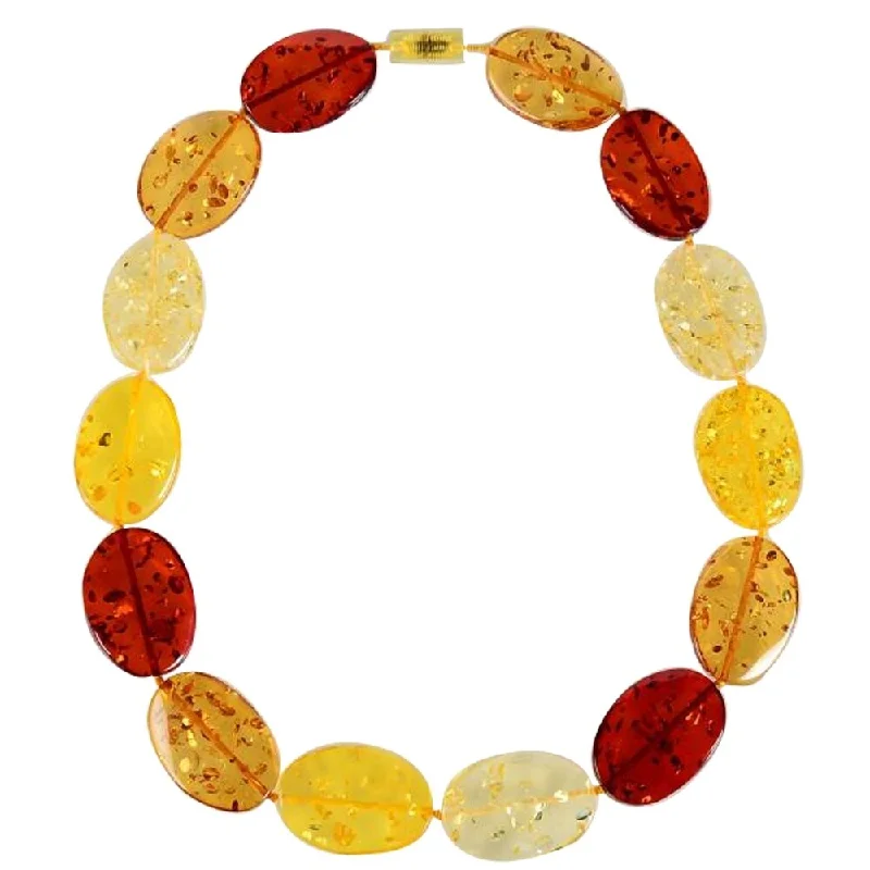 Cosmic charm necklaces-Multi Color Faux Amber Disc-Shaped Statement Necklace-23"