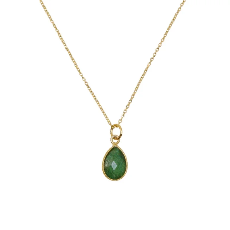 Woven tribal necklaces-Emerald Teardrop Necklace