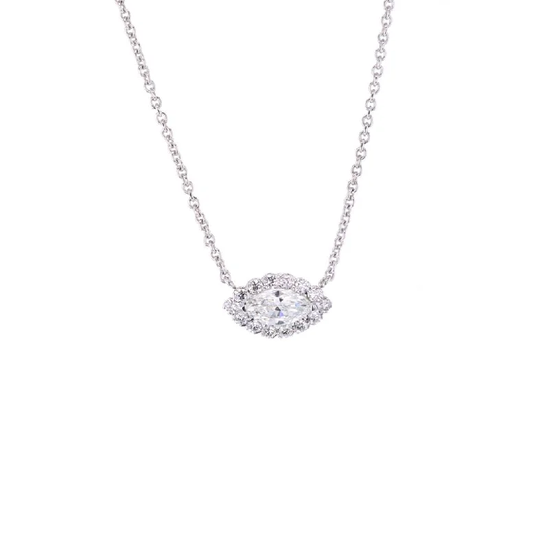 Fine bead necklaces-0.60 ctw Diamond with a 0.28 ctw Diamond Halo Pendant Necklace