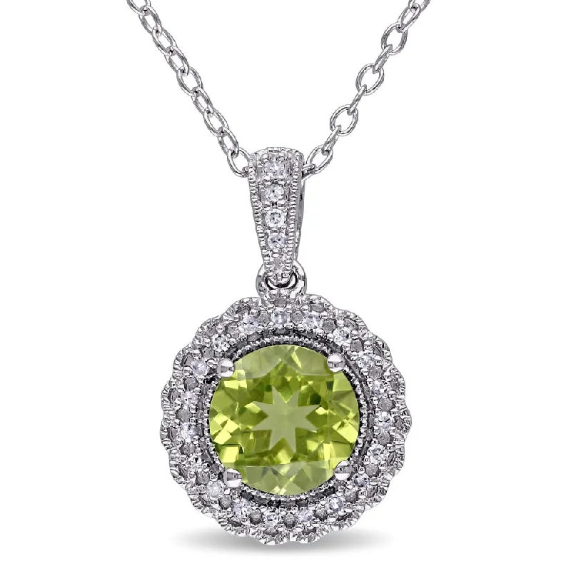 Woven tribal necklaces-Miadora Sterling Silver Peridot and 1/10ct TDW Diamond Necklace (G-H, I2-I3)