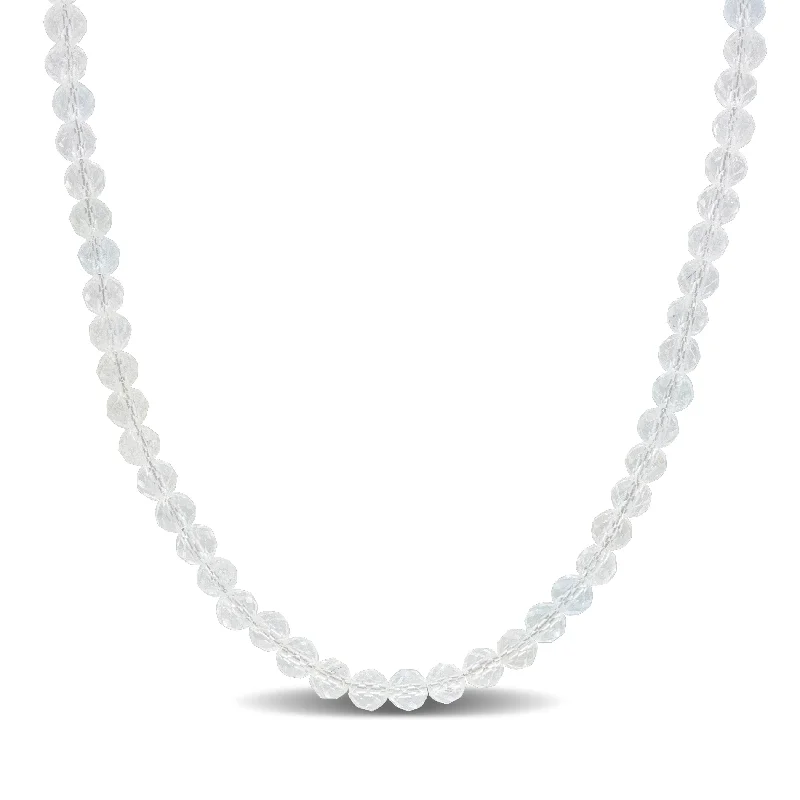 Silk cord necklaces-Miadora 16ct TGW Fancy-Cut White Topaz Vintage Necklace in Sterling Silver-19 in.