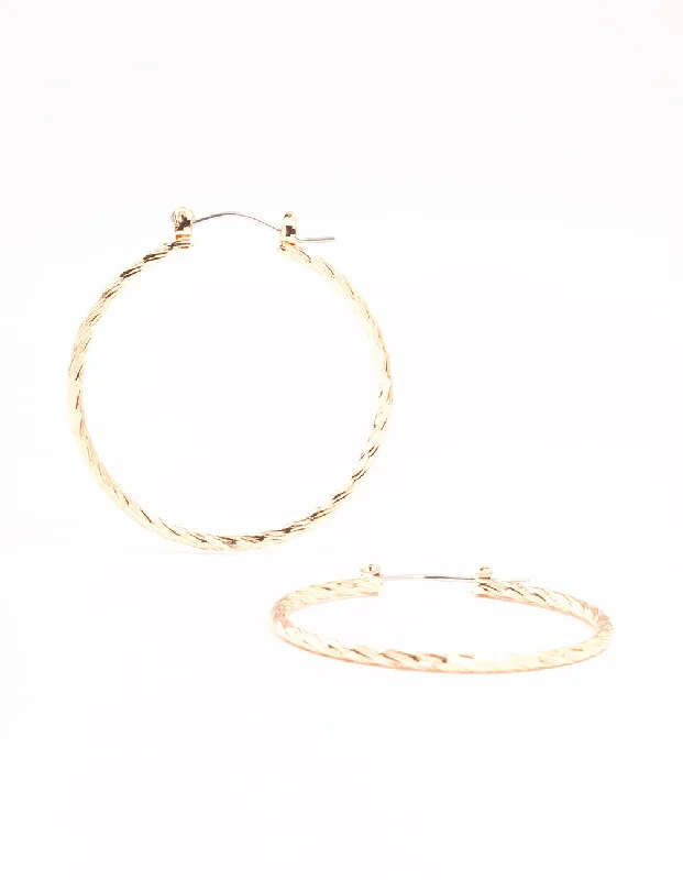 Topaz earrings-Fine Rope Gold Hoop Earrings