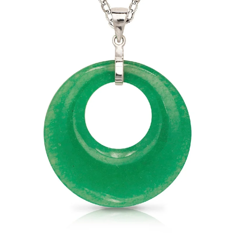 Retro photo necklaces-Curata 925 Sterling Silver 18" Green Jade Large Open Oval Necklace (35mm x 42mm)