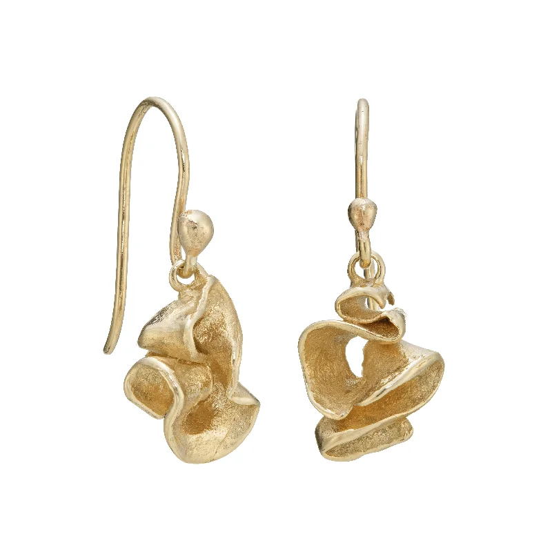 Light drop earrings-Furl Drops 9ct Gold