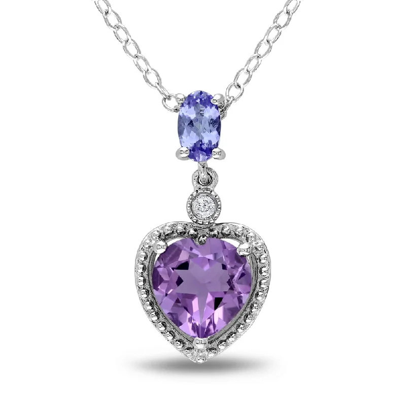 Bold cross necklaces-Miadora Sterling Silver Tanzanite, Amethyst and Diamond Necklace