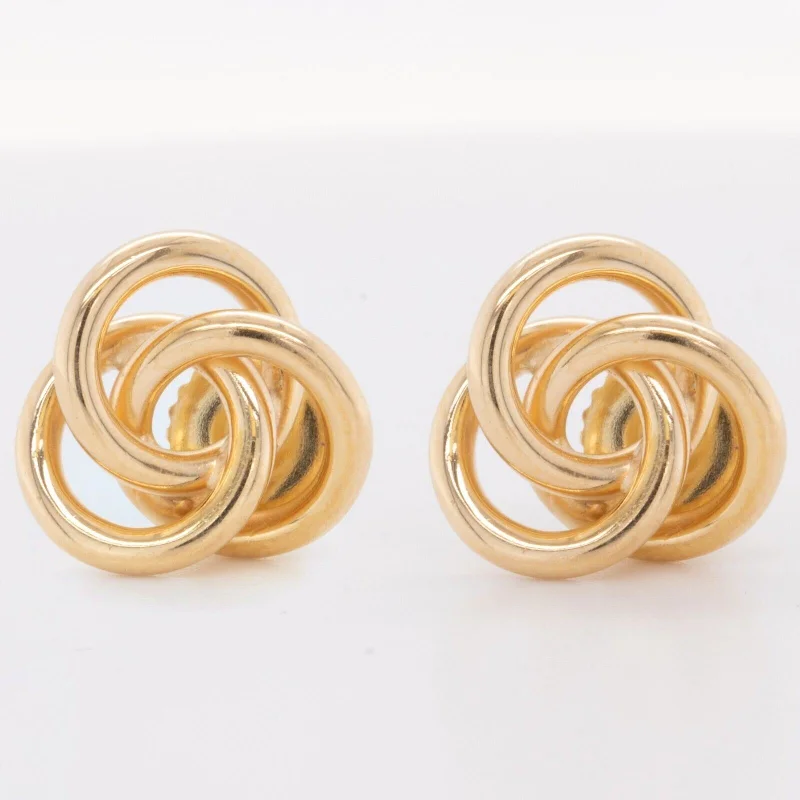 Fine threader earrings-Tiffany & Co. 18k Yellow Gold Trinity Knot Triple Circle Stud Earrings 5.2g