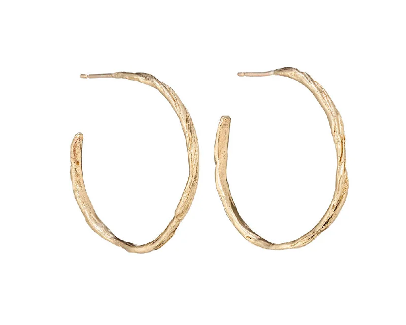 Wide statement earrings-Ripple Hoops 9ct Gold