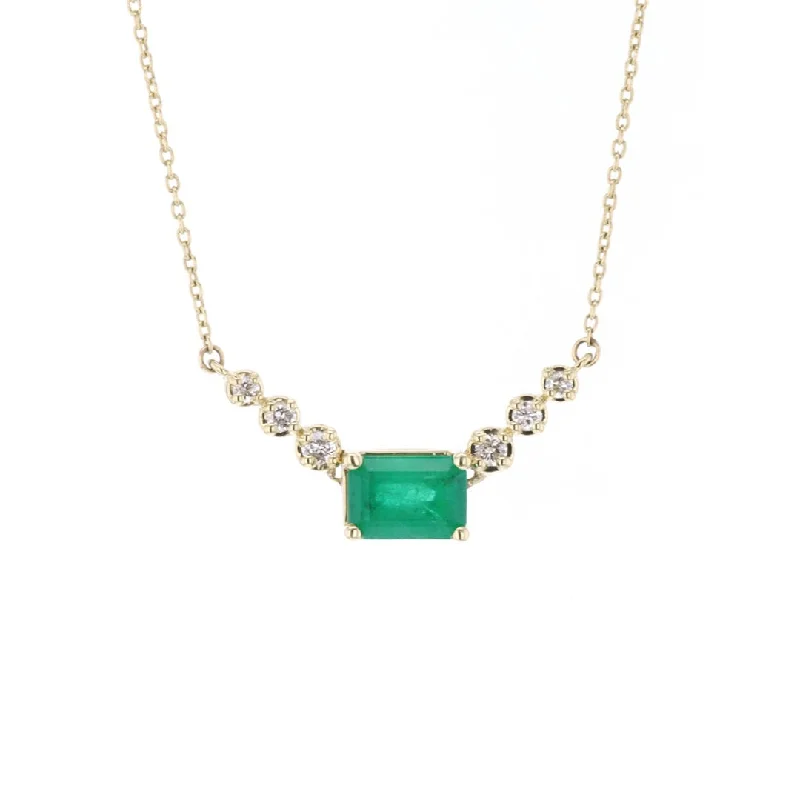 Thin filigree necklaces-Emerald & Diamond Necklace