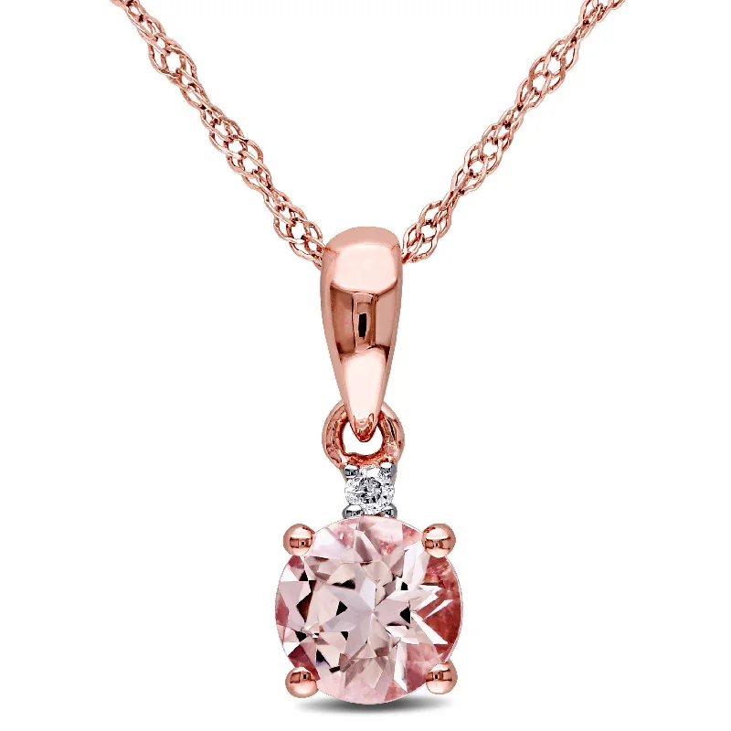 Silk cord necklaces-Miadora 10k Rose Gold Morganite and Diamond Accent Drop Necklace