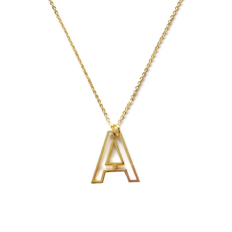 Spiral knot necklaces-Alphabet Letter Necklace - Gold Silhouette