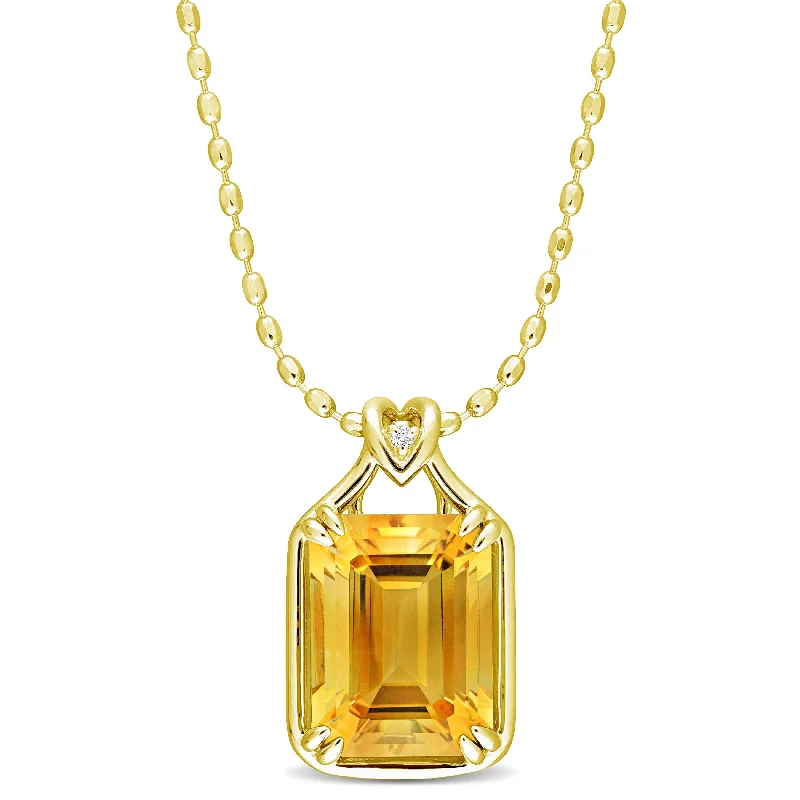 Shiny gold necklaces-Miadora 10 3/4ct TGW Citrine White Topaz Fashion Necklace in Yellow Sterling Silver