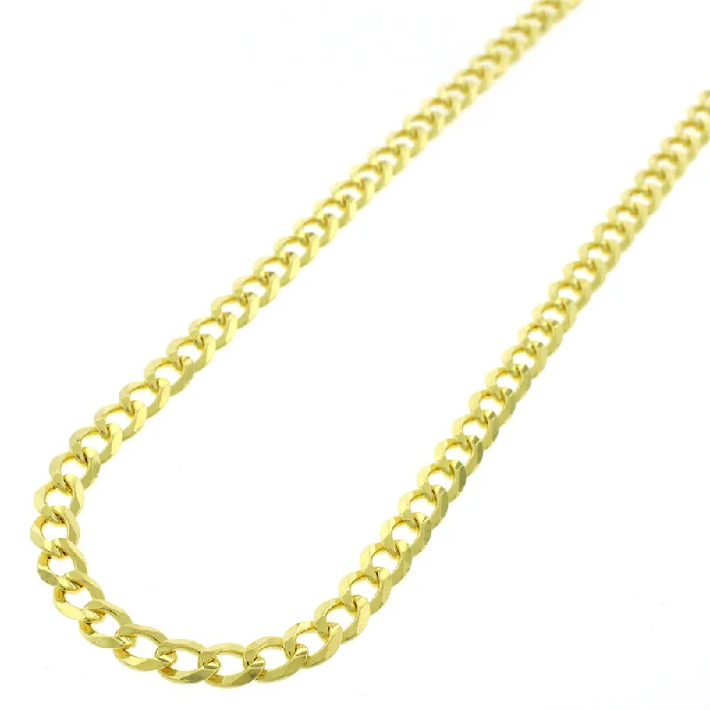 Stamped monogram necklaces-Authentic Solid Sterling Silver 4mm Cuban Curb Link .925 ITProLux Yellow Gold Necklace Chains 16" - 30", Made In Italy