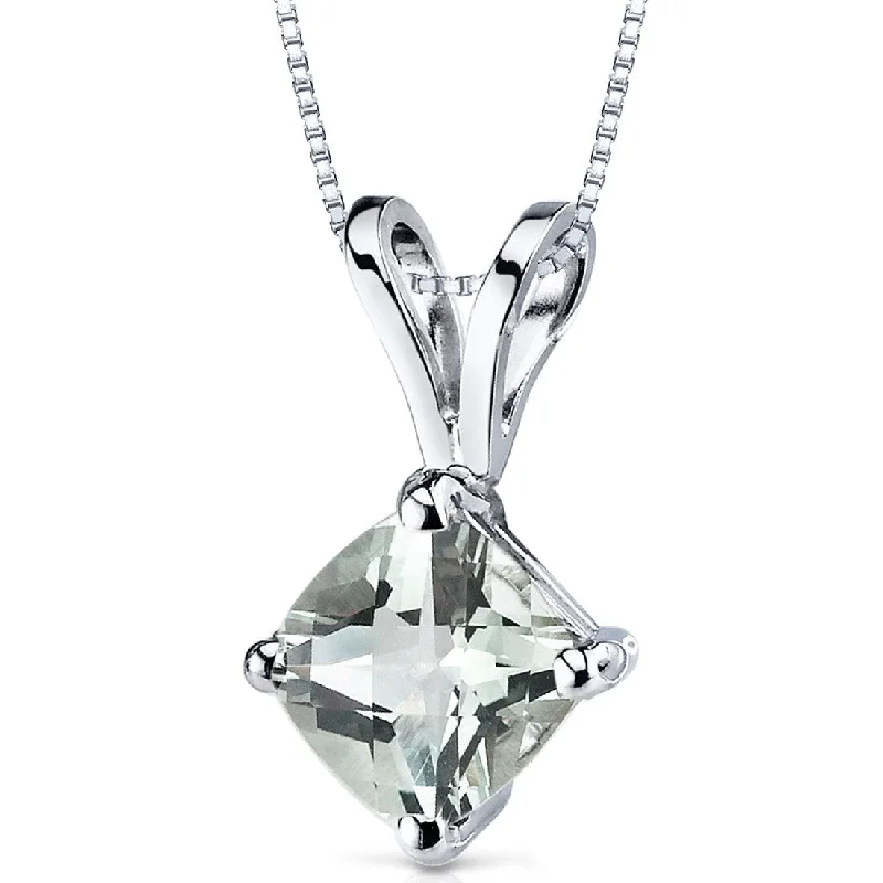 Wave pattern necklaces-14k White Gold 0.74 ct Green Amethyst Pendant Necklace