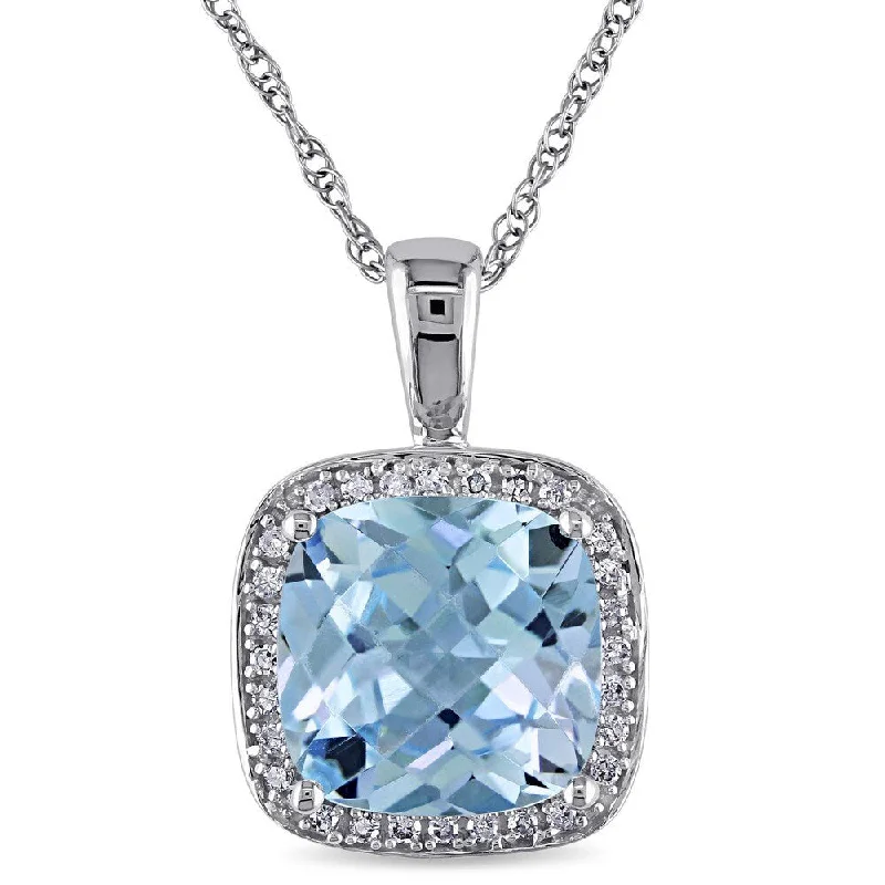 Cosmic charm necklaces-Miadora 10k White Gold Sky Blue Topaz and 1/10ct TDW Diamond Necklace