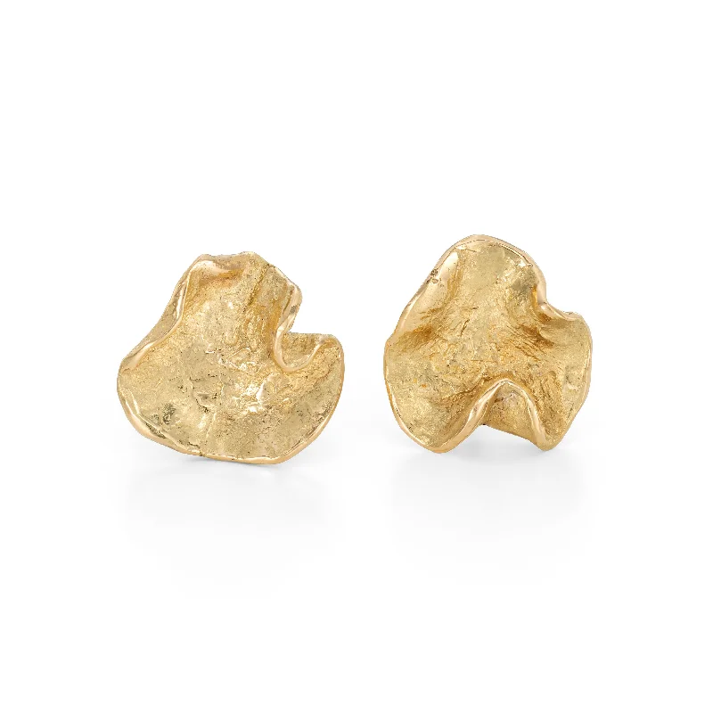 Cedar wood earrings-Wave Studs 18ct Gold