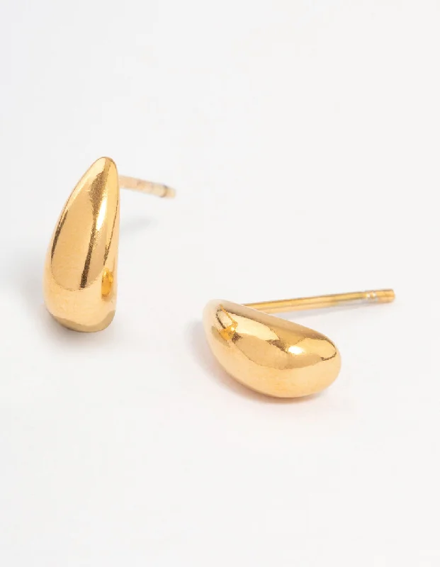 Onyx gem earrings-Gold Plated Surgical Steel Mini Puffy Stud Earrings