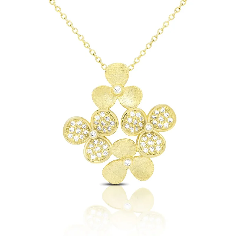 Tide shape necklaces-Samantha Stone Gold Over Silver Cubic Zirconia Flower Necklace