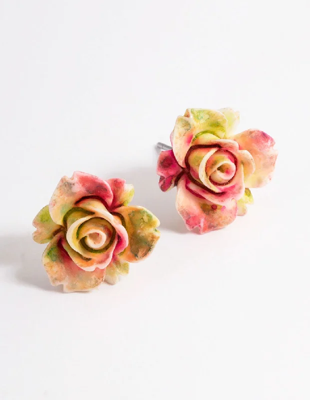 Subtle dangle earrings-Large Rose Stud Earrings