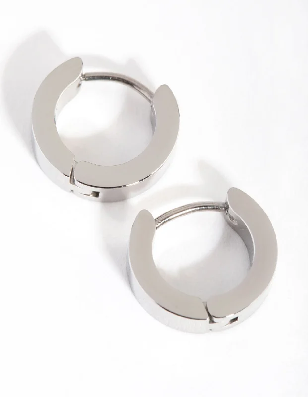 Lily design earrings-Surgical Steel Wide Huggie Earrings